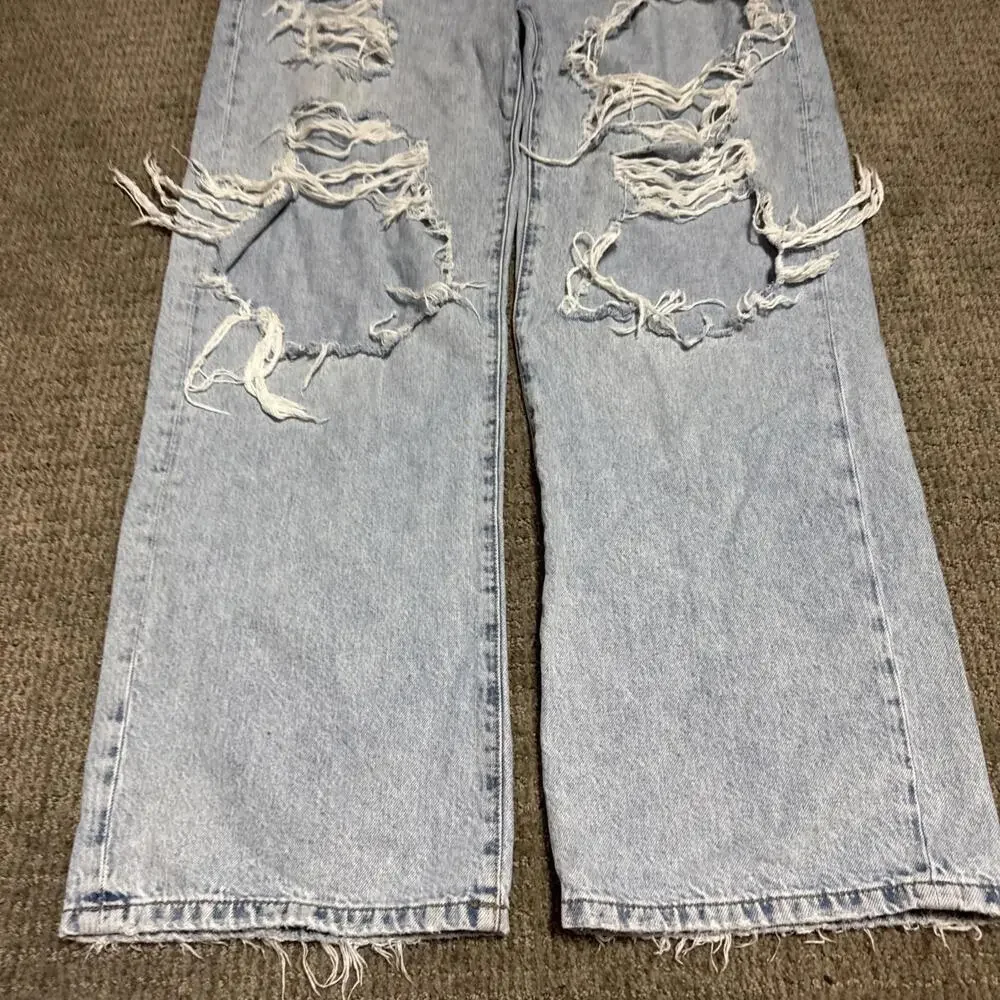 Aeropostale Jeans Low Rise Skater Blue Distressed 5 Button Fly Women’s Size 14 - Picture 5 of 12